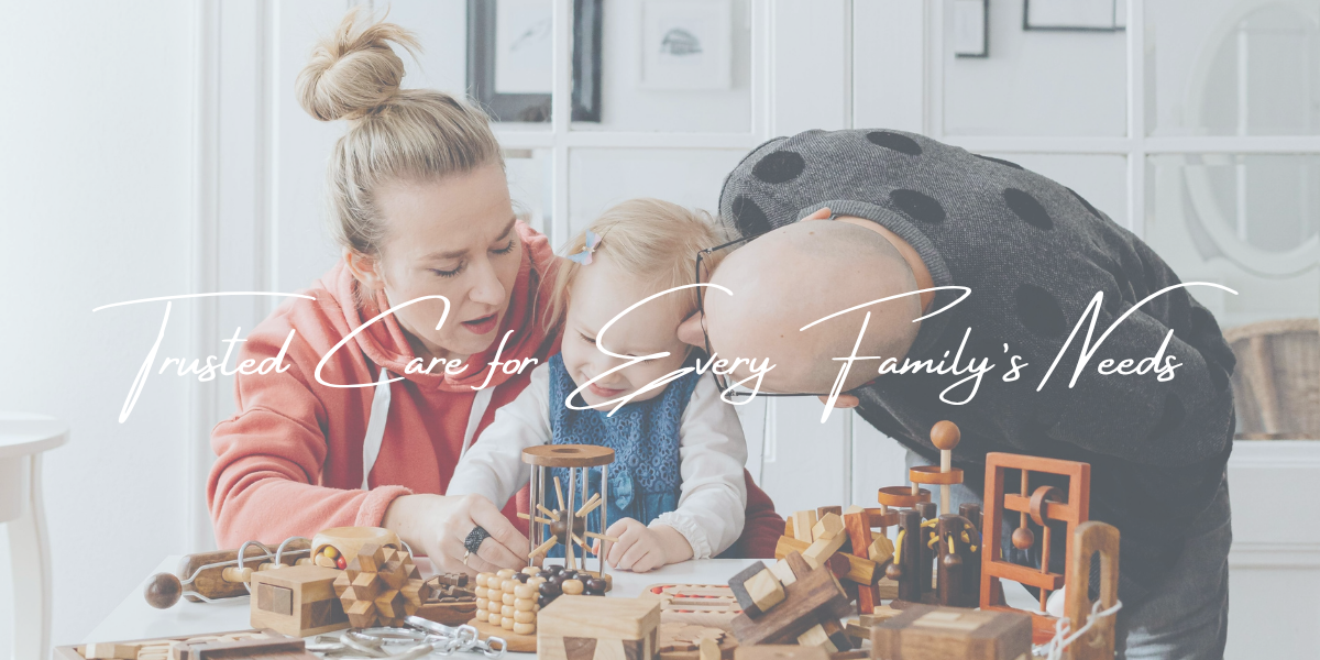 Family playing with toys